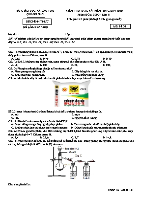 Đề kiểm tra học kỳ I môn Hóa học Lớp 11 - Mã đề 321 - Năm học 2019-2020 - Sở giáo dục và đào tạo Quảng Nam